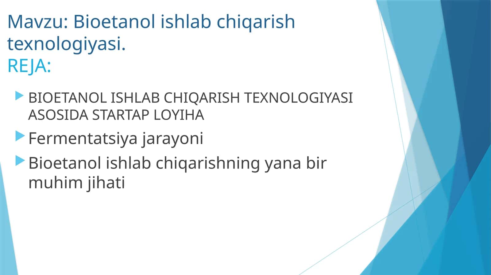 Bioetanol ishlab chiqarish texnologiyasi 1