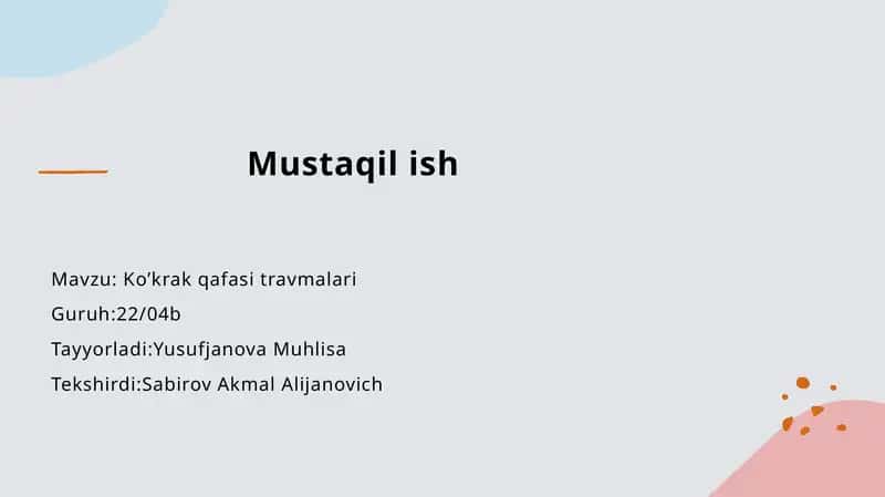 Ko’krak qafasi travmalari 1