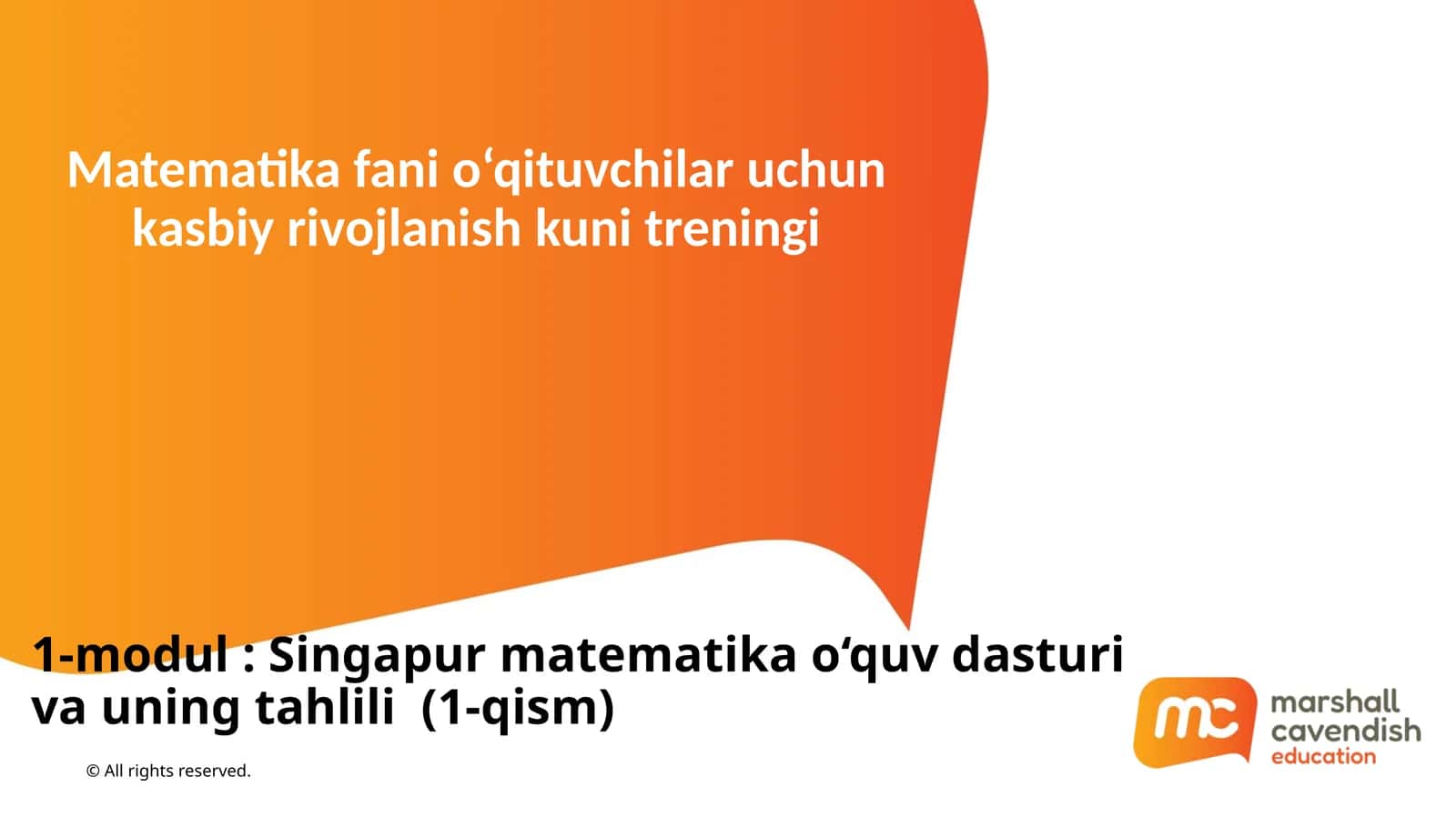 Matematikafanio‘qituvchilaruchunkasbiyrivojlanishkunitreningi 1
