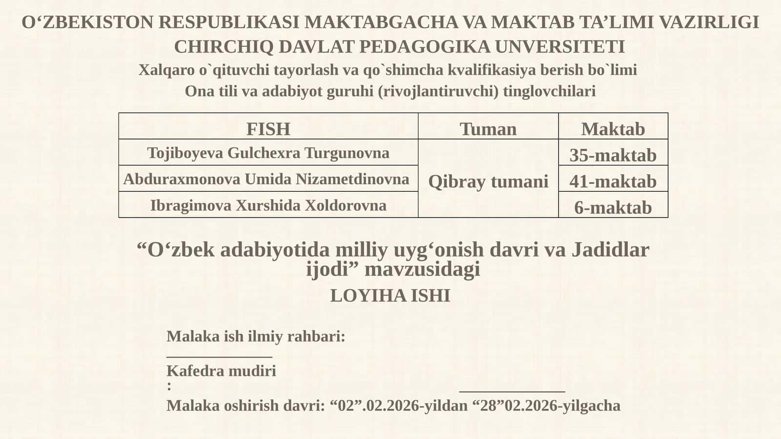 O‘zbek adabiyotida milliy uyg‘onish davri va Jadidlar ijod 1