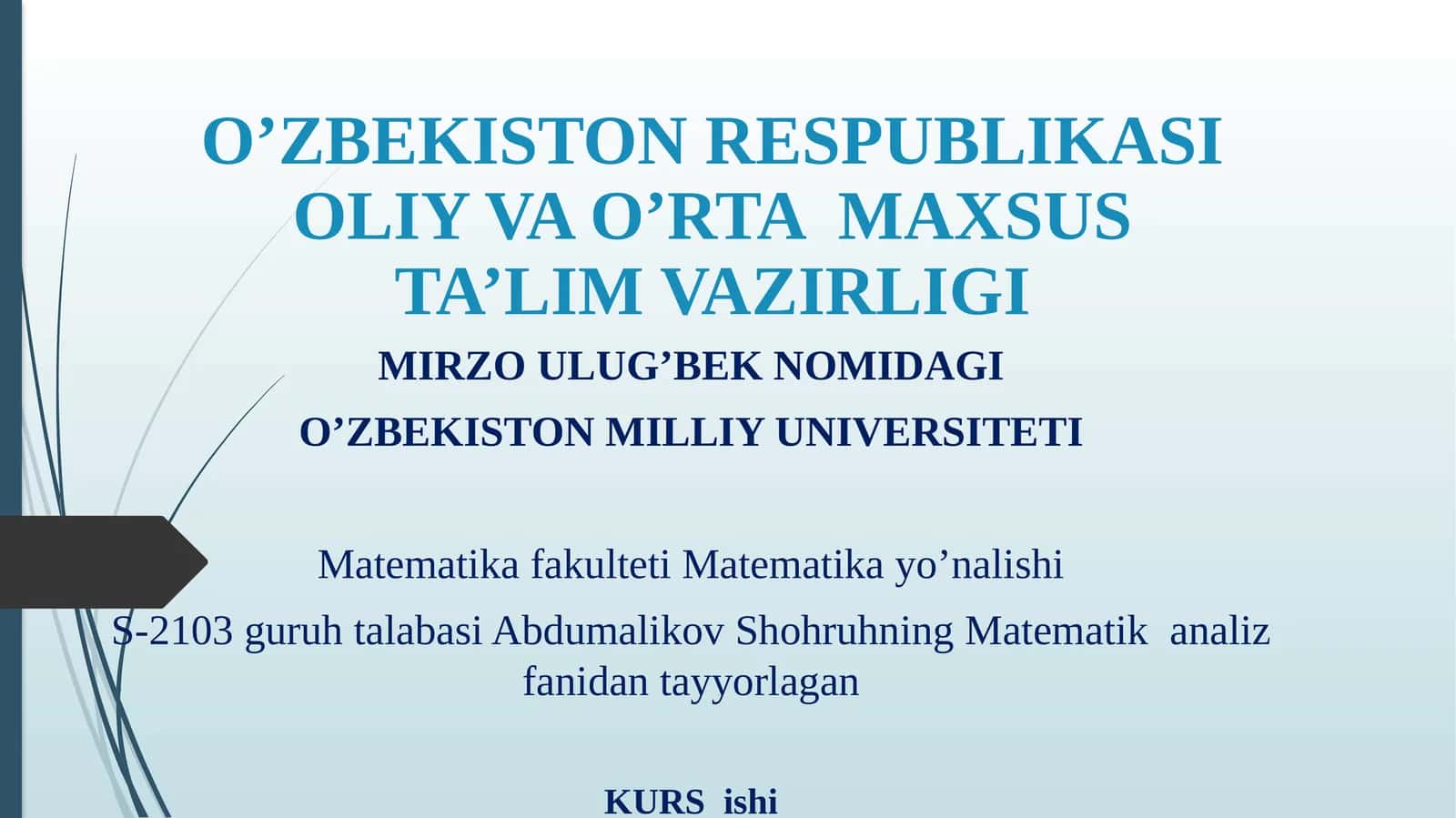 Uzluksiz differensiallanuvchi bo'lmagan funksiyalar 1