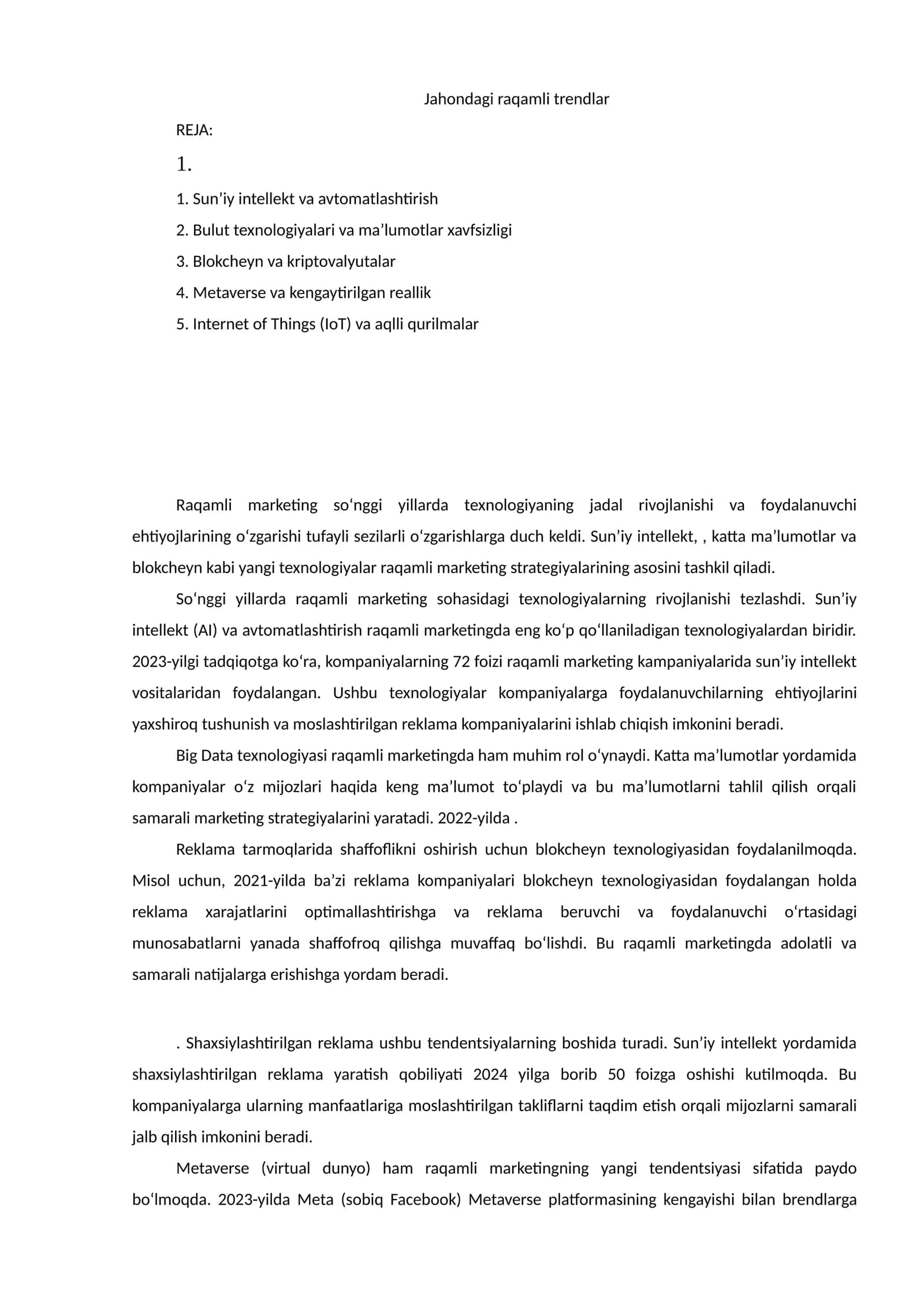 Jahondagi raqamli trendlar 1
