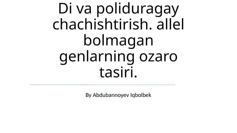 Dihybrid Chatishtirish 1