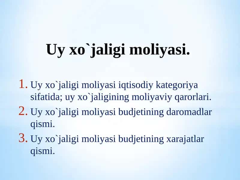 Uy хo`jaligi Moliyasi 1
