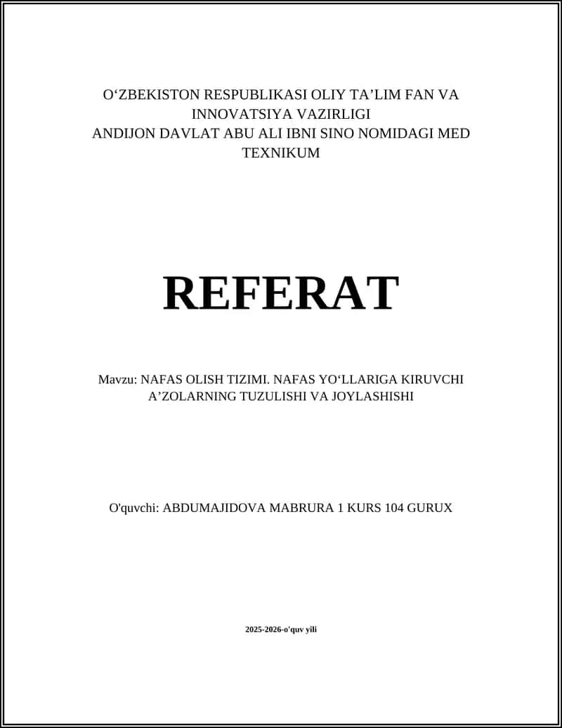 NAFAS OLISH TIZIMI 1