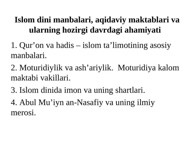 Islom dini manbalari 1