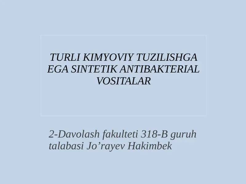 Sintetik antibakterial vositalar 1