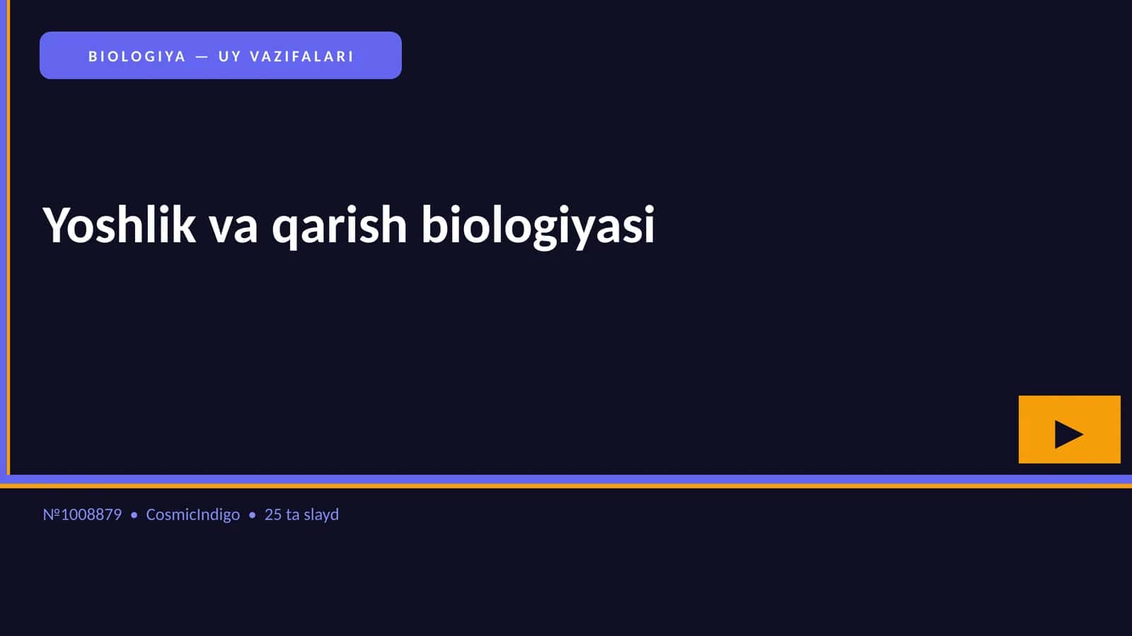 Yoshlik va qarish biologiyasi 1