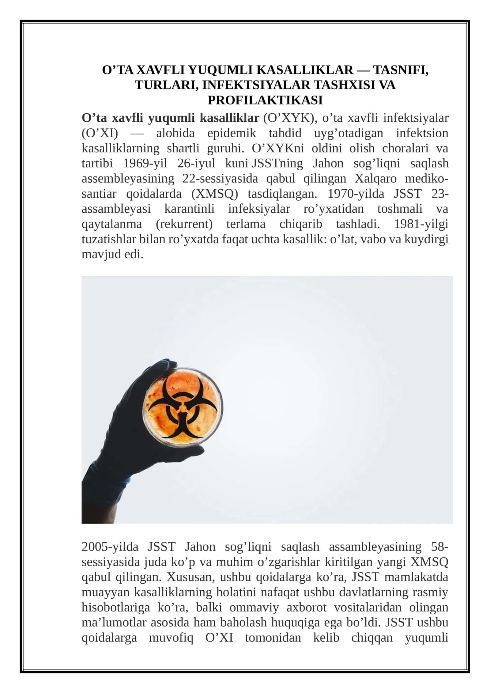 O'ta xavfli yuqumli kasalliklar 1