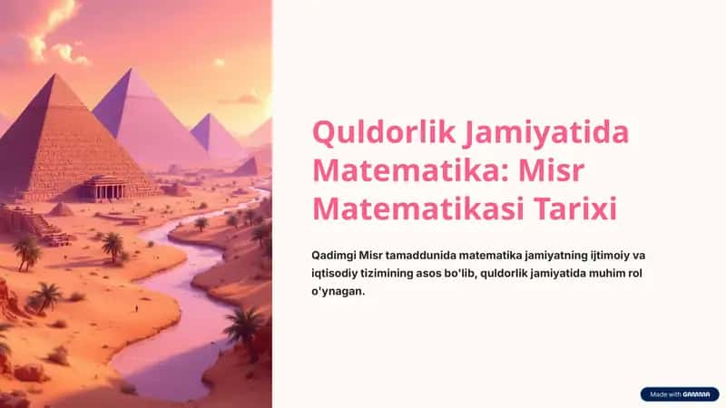Quldorlik Jamiyatida Matematika: Misr Matematikasi Tarixi 1