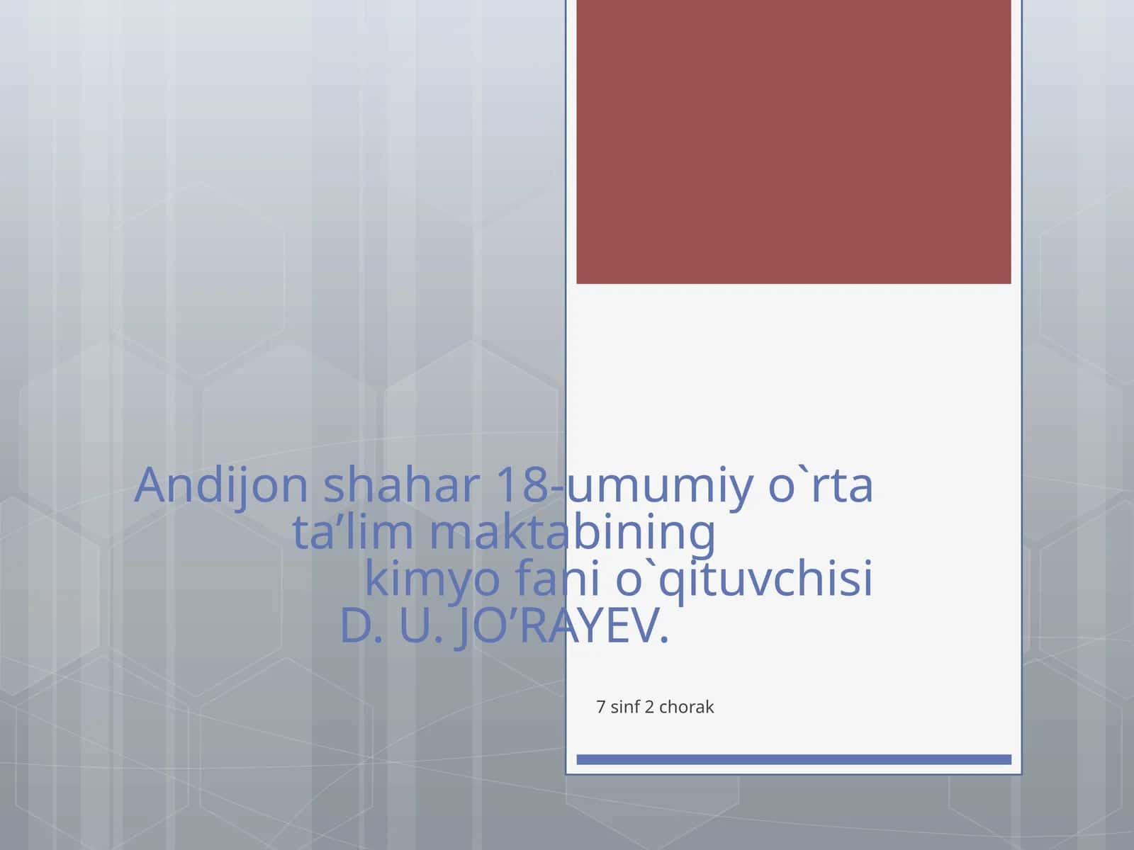 KIMYO Fanidan Savollar va Javoblar 1