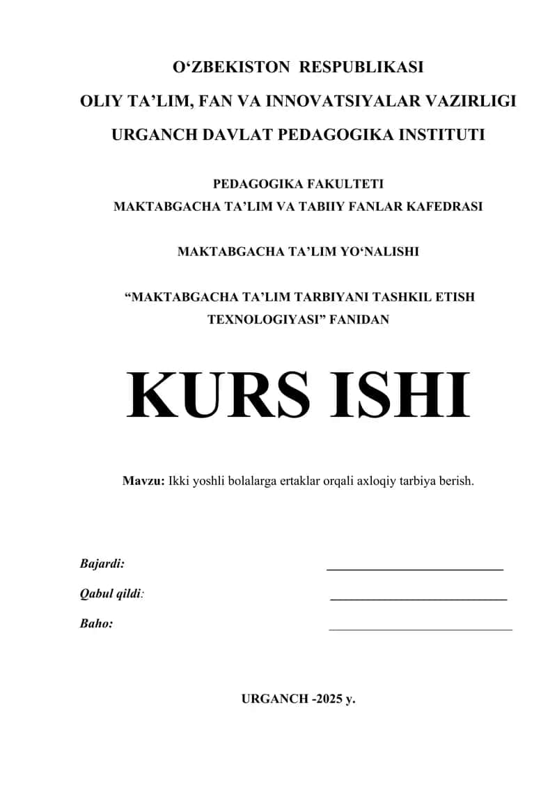 MAKTABGACHA TA’LIM TARBIYANI TASHKIL ETISH TEXNOLOGIYASI 1