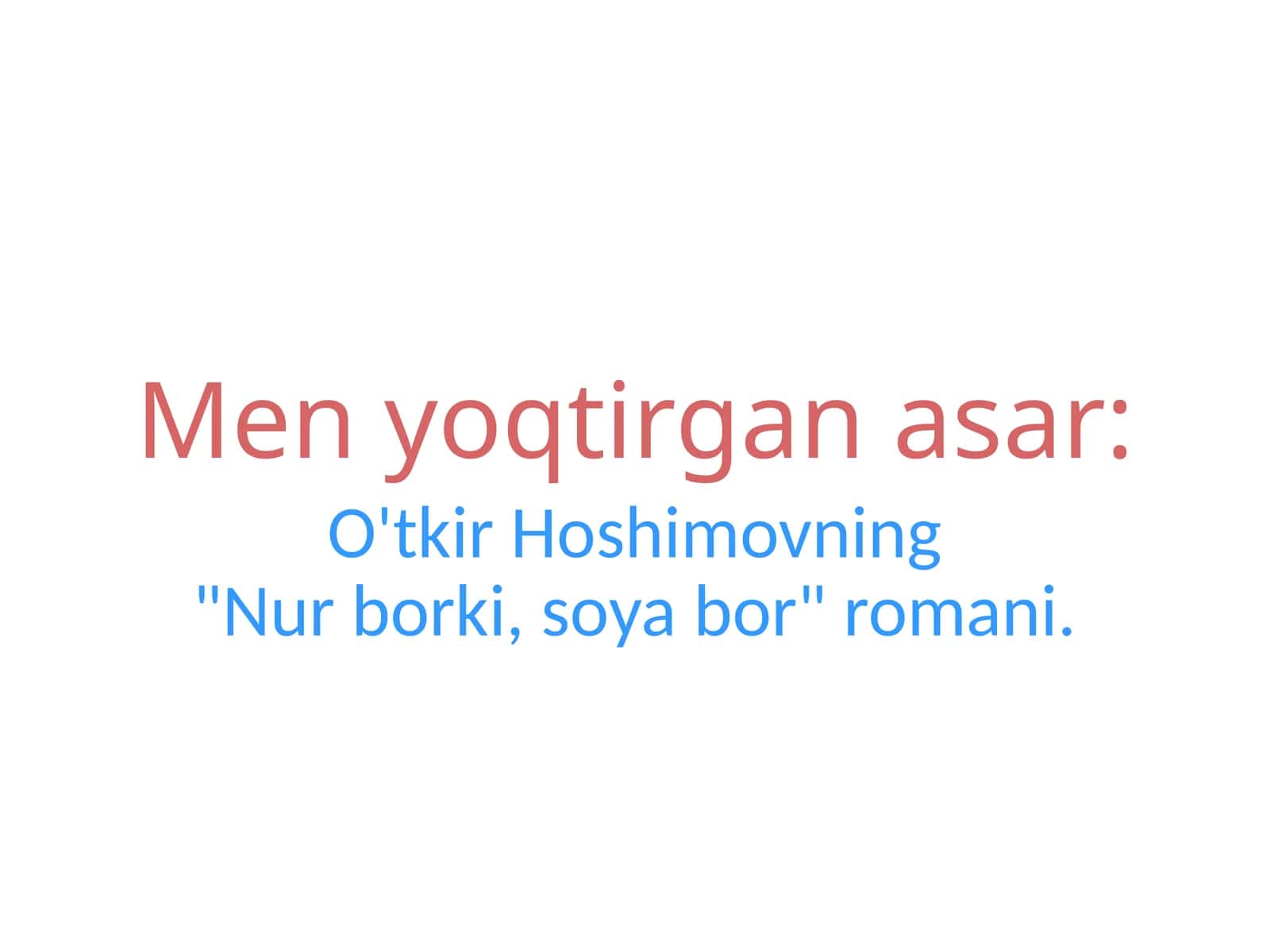 "Nur borki, soya bor" romani 1