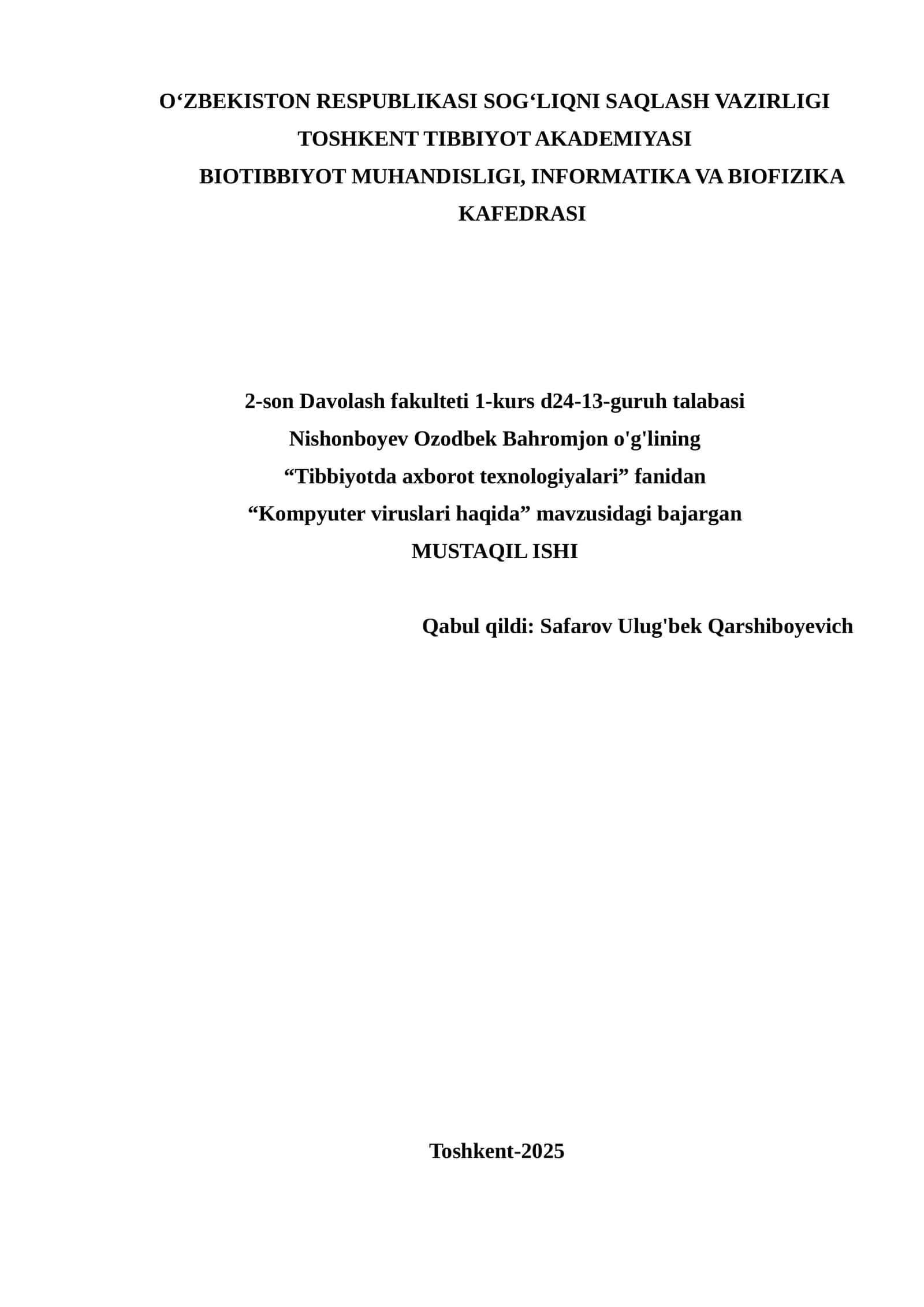 Kompyuter viruslari haqida 1