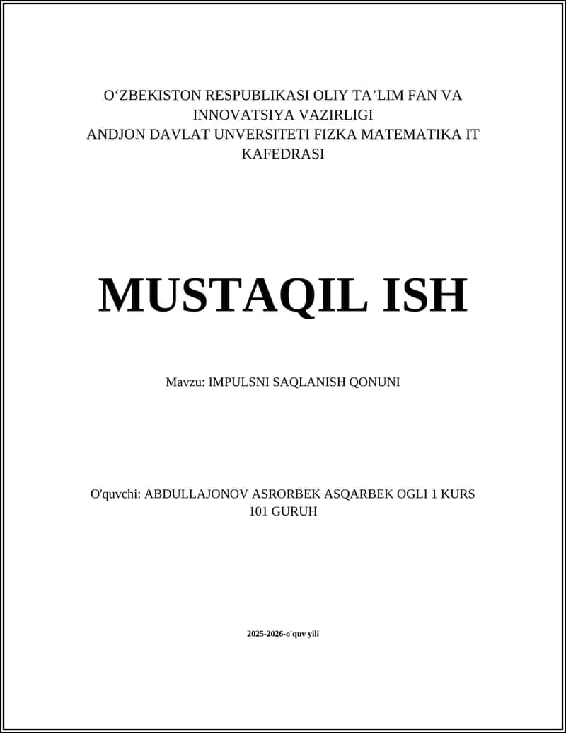 IMPULSNI SAQLANISH QONUNI 1