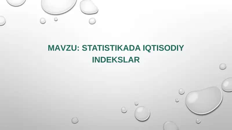 Statistikada iqtisodiy indekslar 1