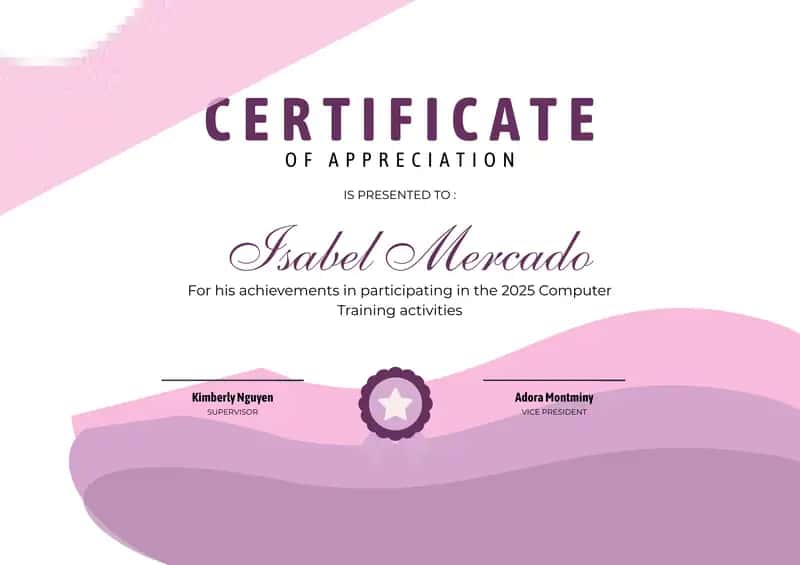 CERTIFICATE OF APPRECIATION 1