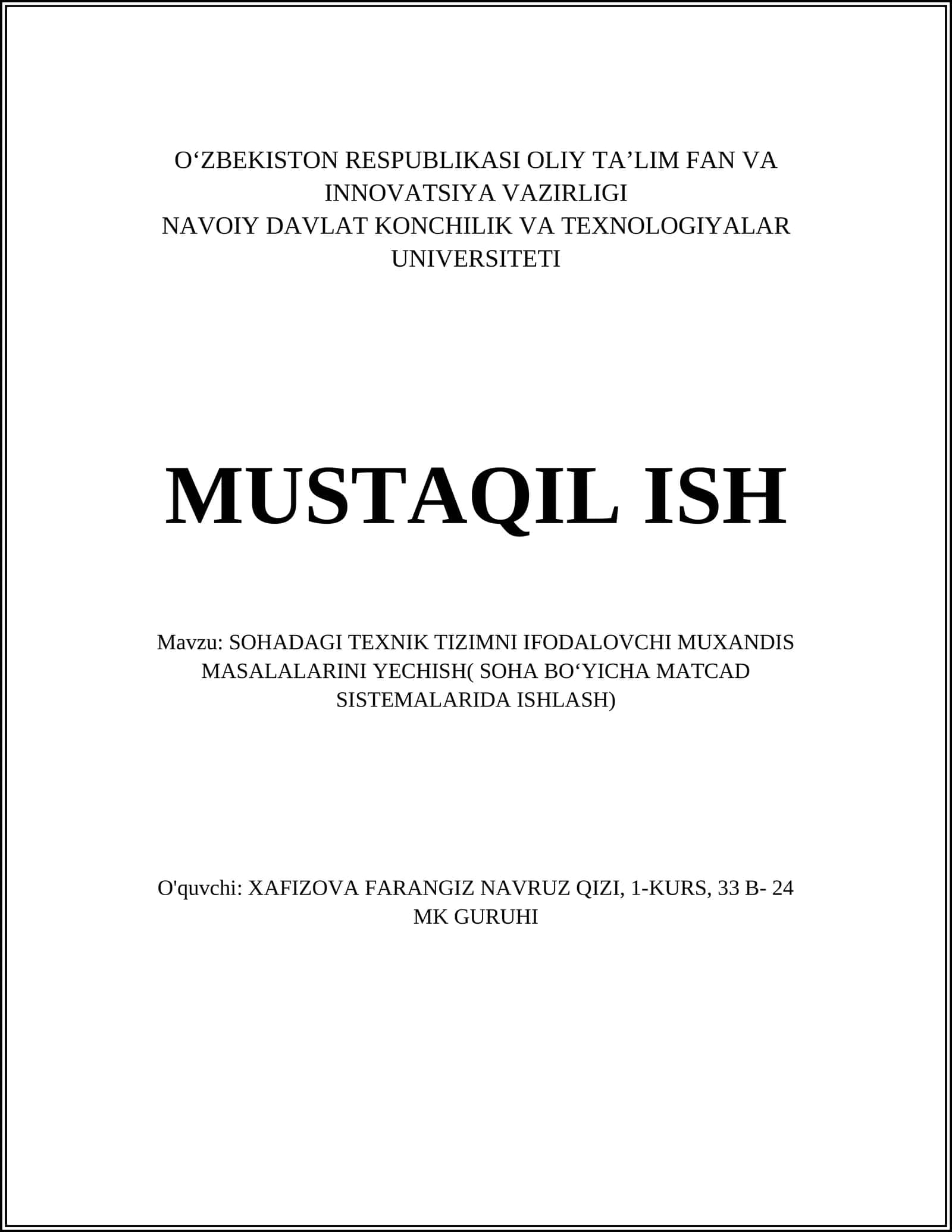 MatCad dasturida muhandislik hisob-kitoblarini avtomatlashtirish 1