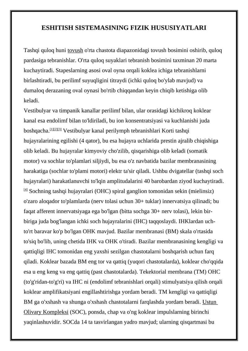 ESHITISH SISTEMASINING FIZIK HUSUSIYATLARI 1