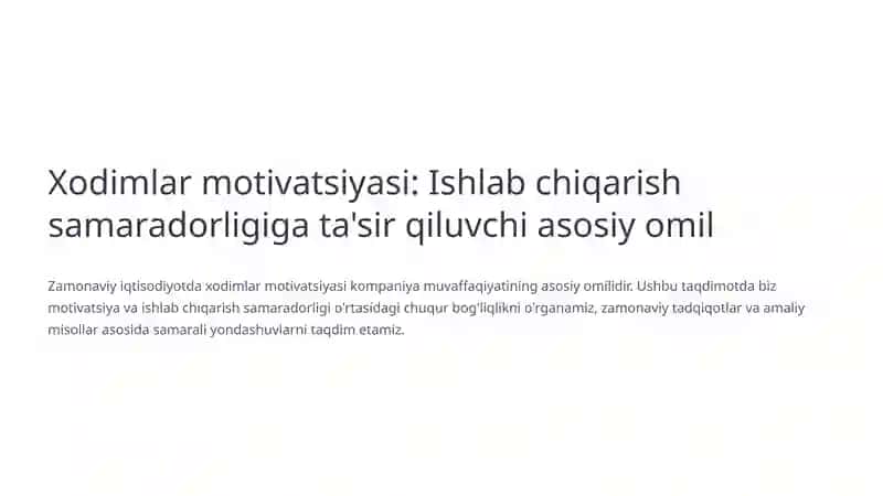 Xodimlar motivatsiyasi