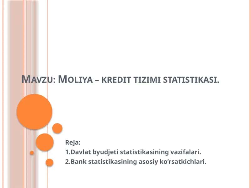 Moliya–kredittizimistatistikasi 1