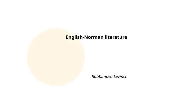 English-Norman literature 1