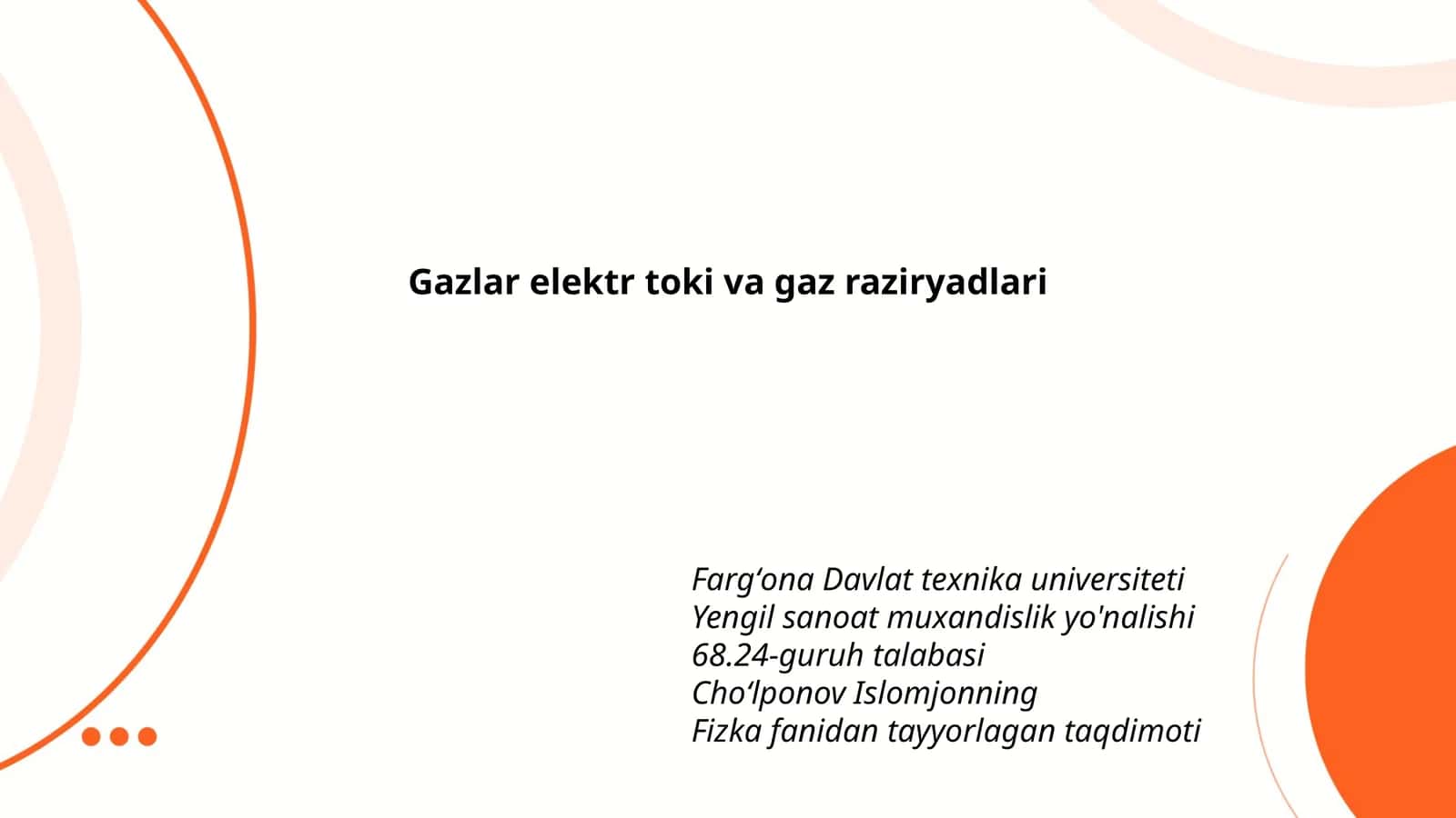 Gazlar elektr toki va gaz raziryadlari 1