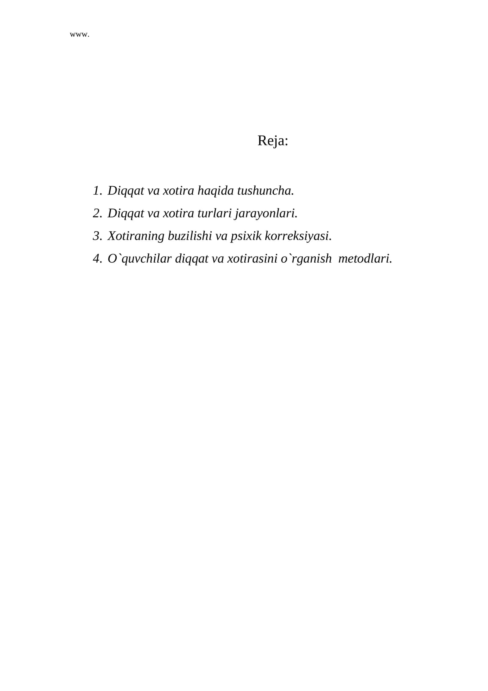Diqqat va xotira o'rganish metodlari 1