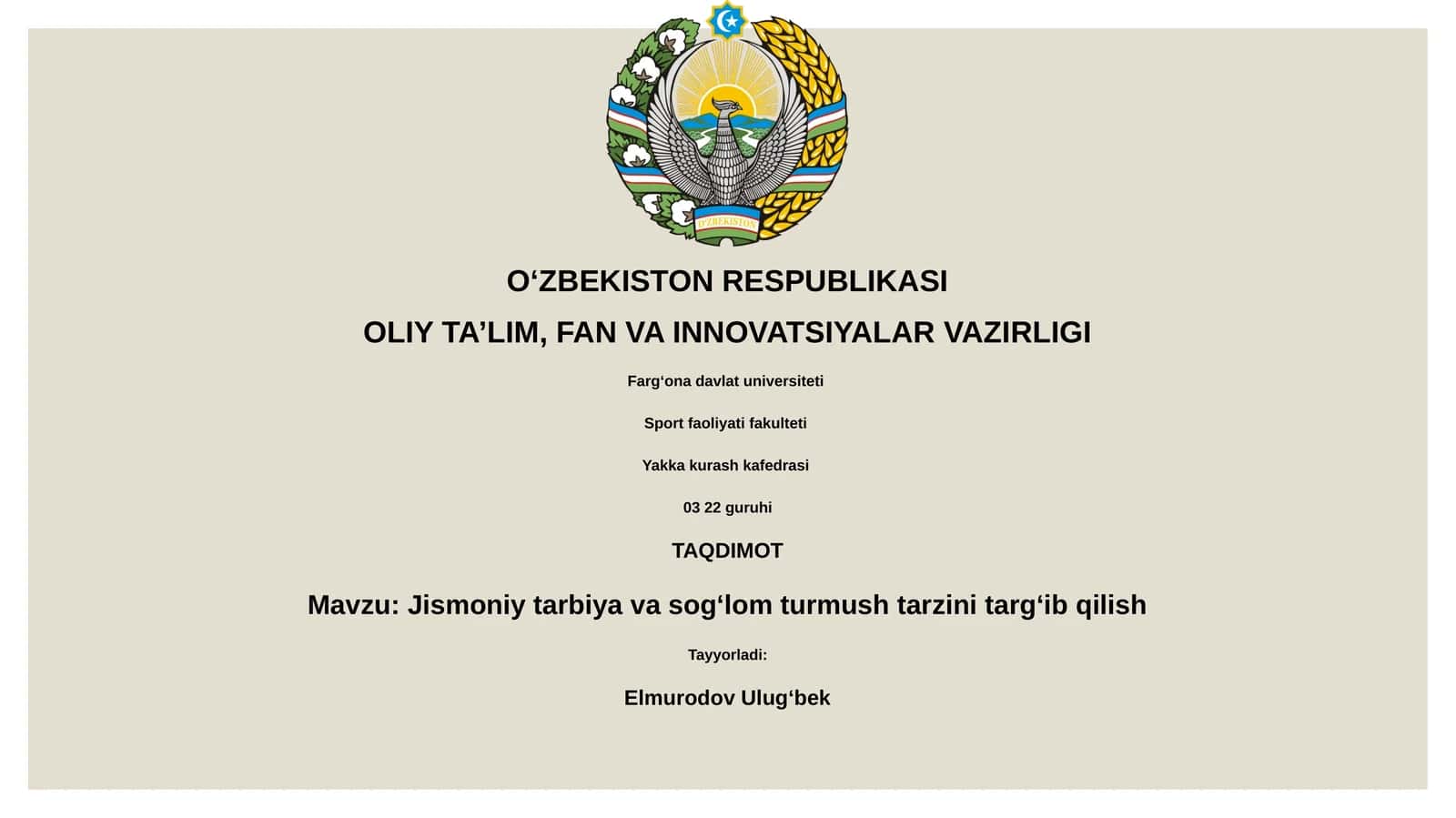 Jismoniy tarbiya va sog'lom turmush tarzini targʻib qilish 1