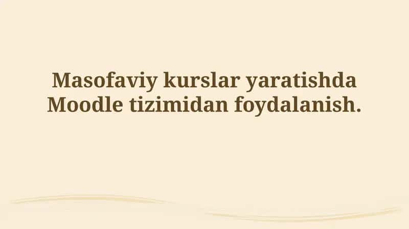 Moodle tizimi bilan tanishuv 1