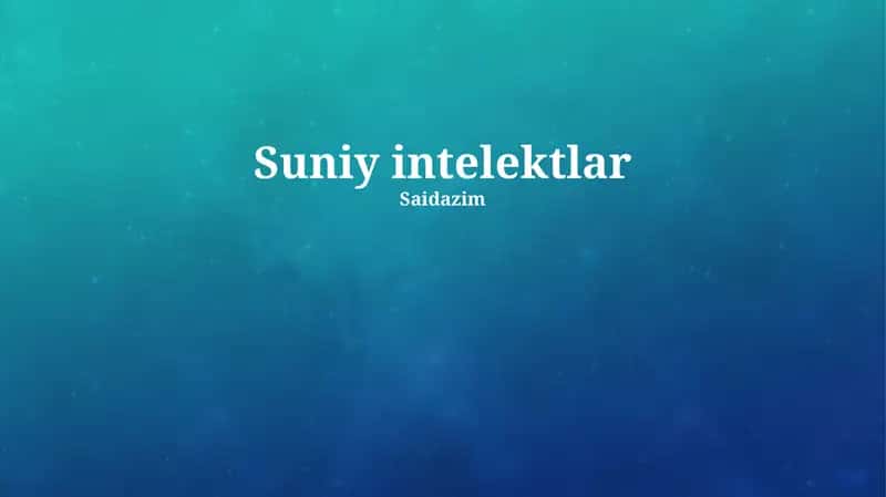 Sun'iy intellektning qo'llanilishi 1