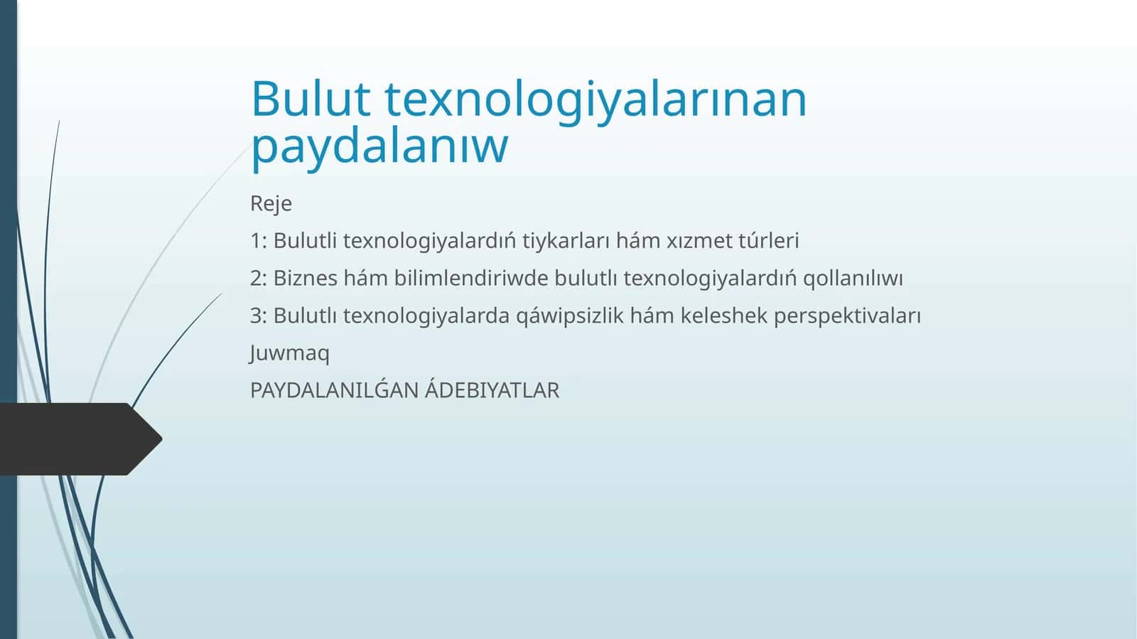 Bulut texnologiyalarınan paydalanıw 1