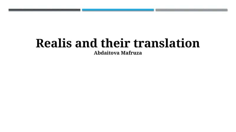 Realis and their translation 1