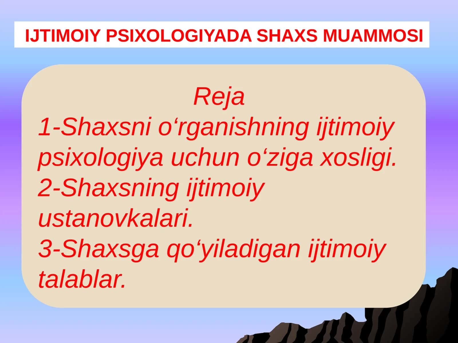 IJTIMOIY PSIXOLOGIYADA SHAXS MUAMMOSI 1