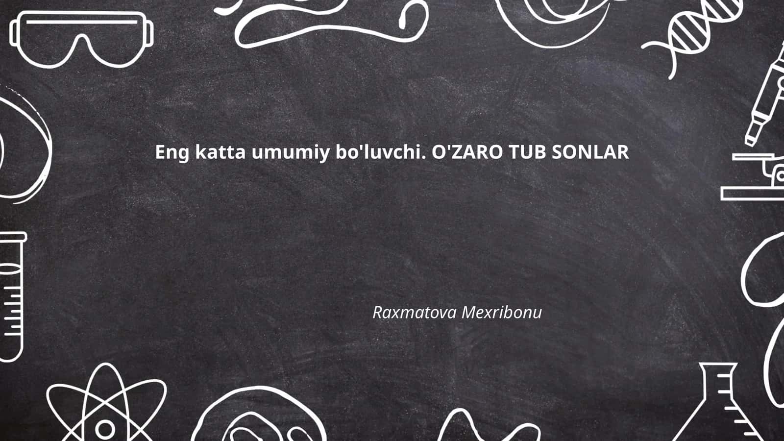 Eulerni o'zaro tub sonlar funksiyasi 1