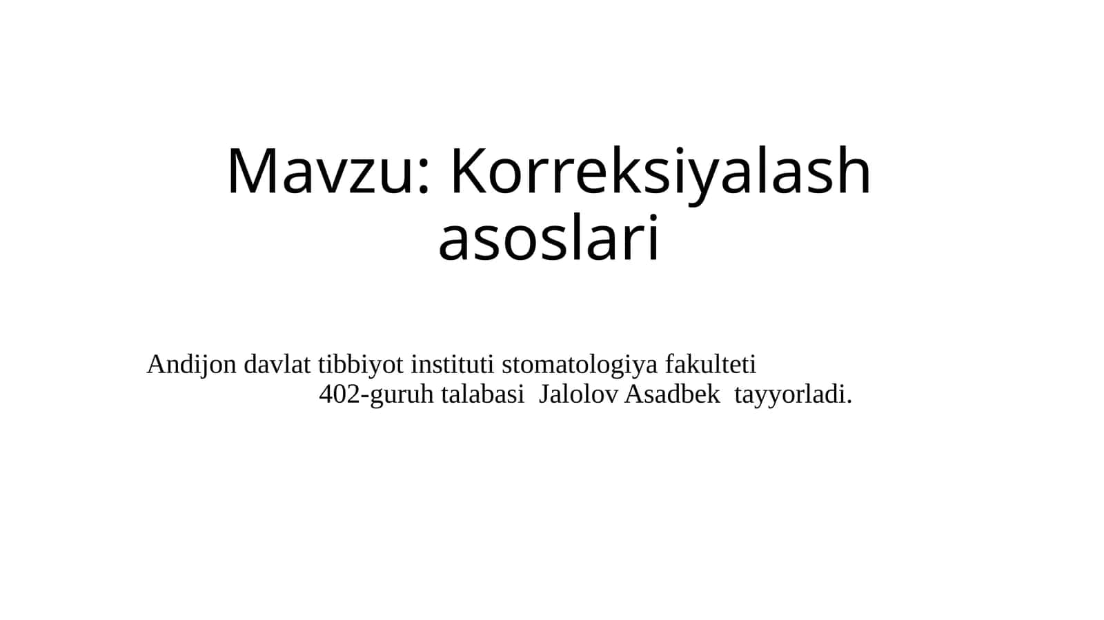 Korreksiyalash asoslari 1