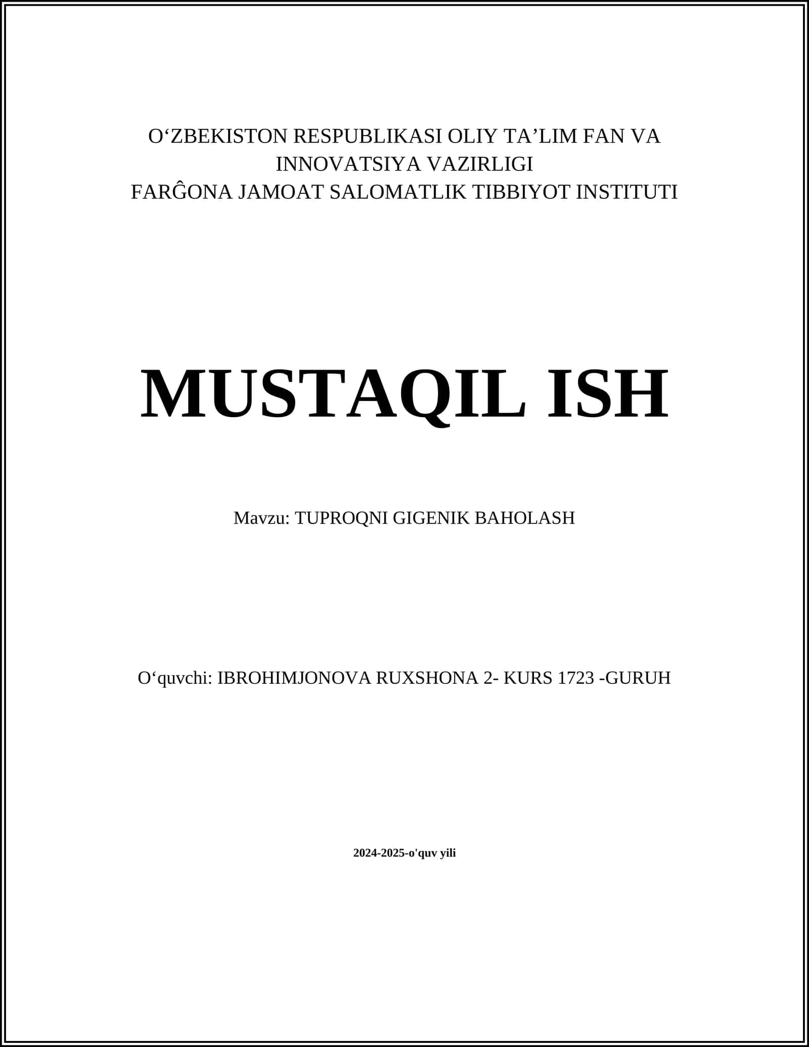 Tuproqni gigenik baholash 1