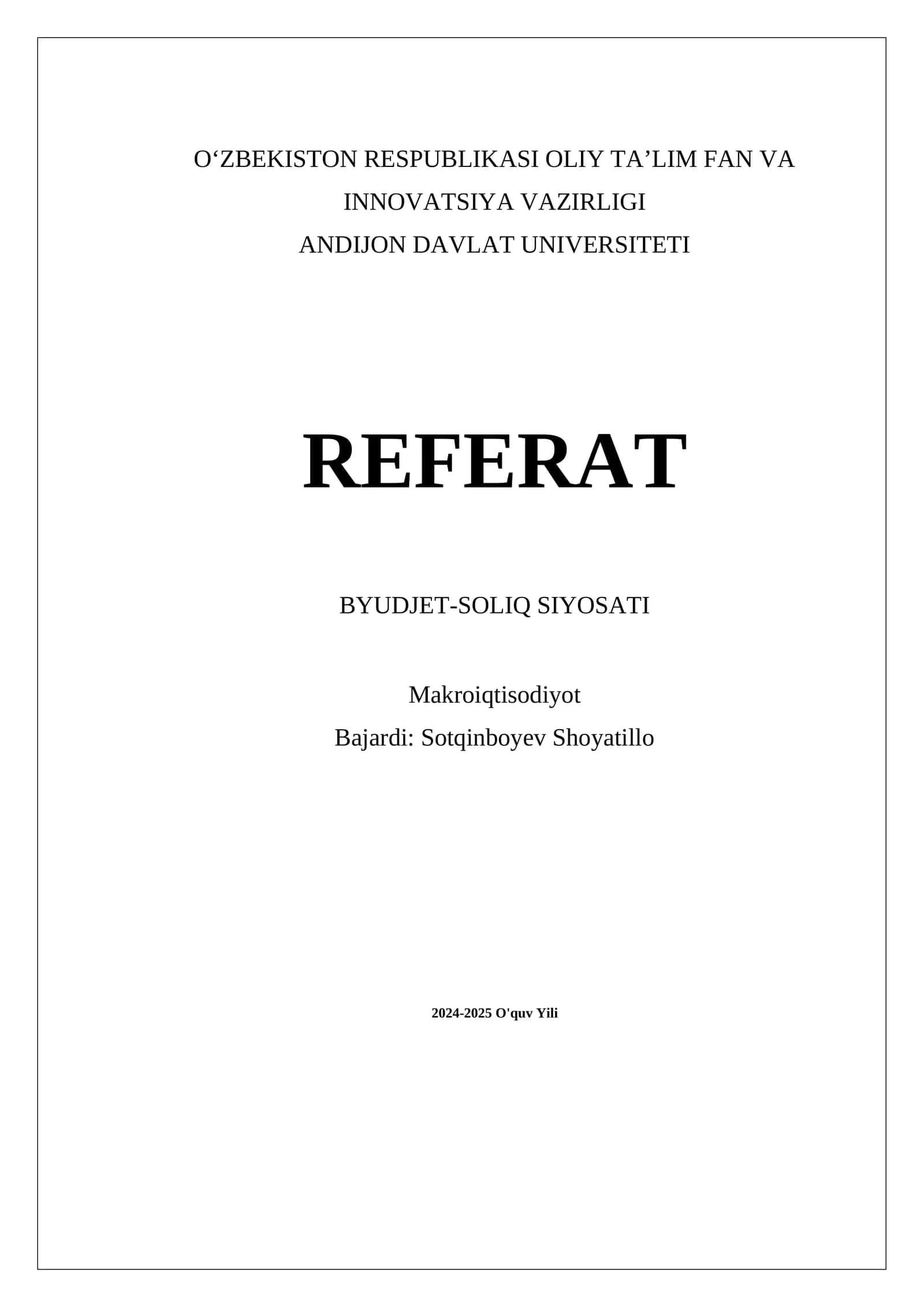 BYUDJET-SOLIQ SIYOSATI 1