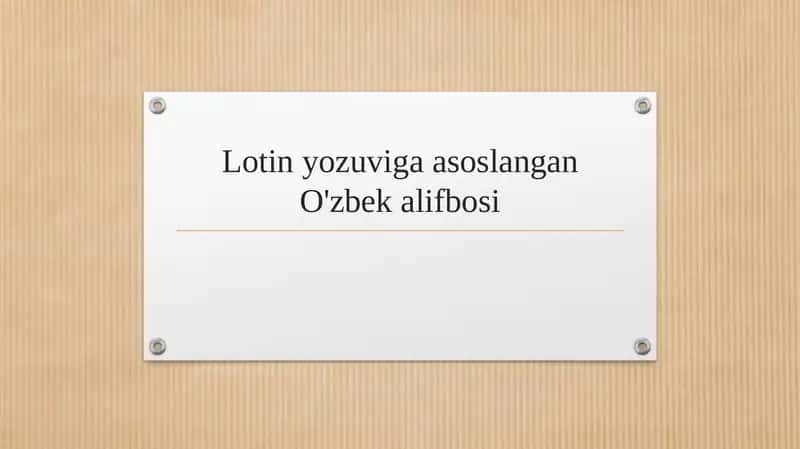Lotin yozuviga asoslangan O'zbek alifbosi 1