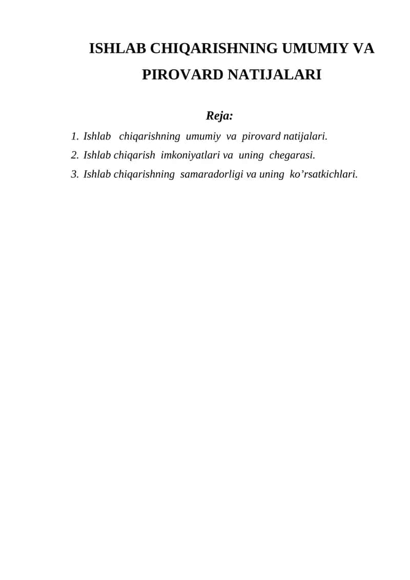 Ishlab chiqarishning umumiy va pirovard natijalari 1