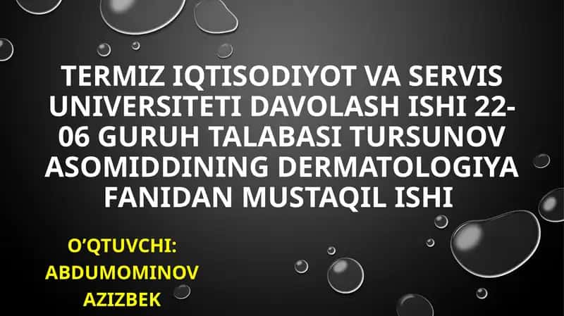 Dermatologiya fanidan egzema 1