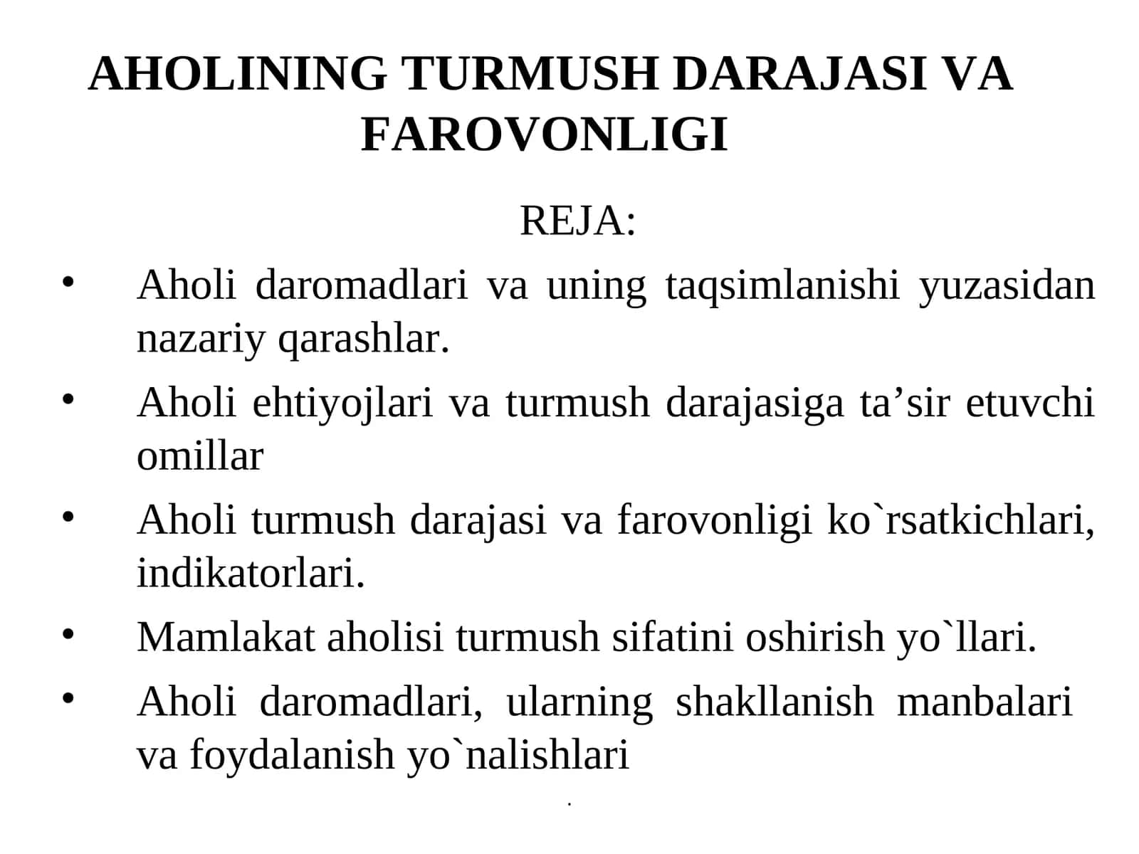 AHОLINING TURMUSH DARAJASI VA FARОVОNLIGI 1