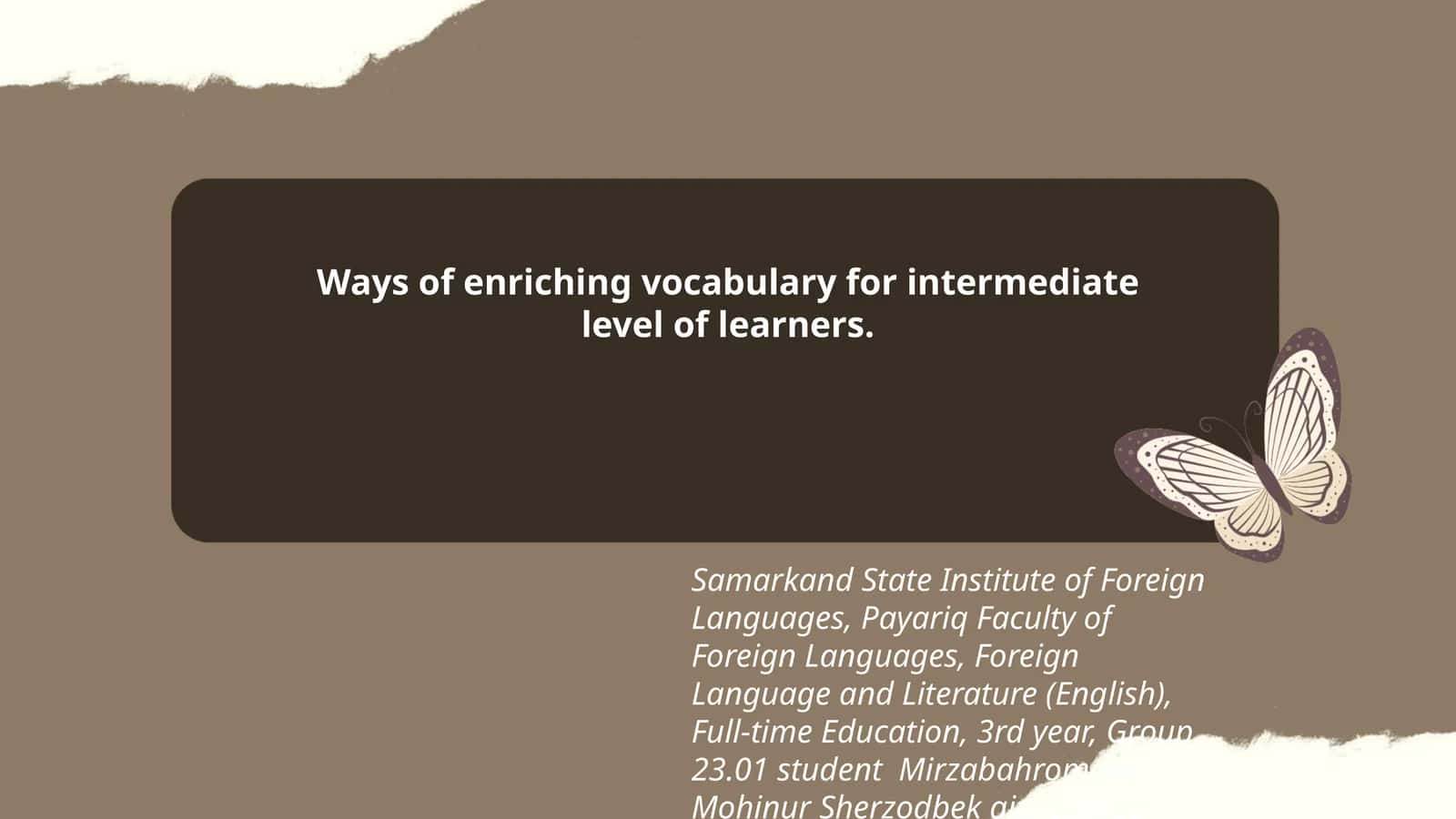 English Language Teaching Methodology Course Presentation 1