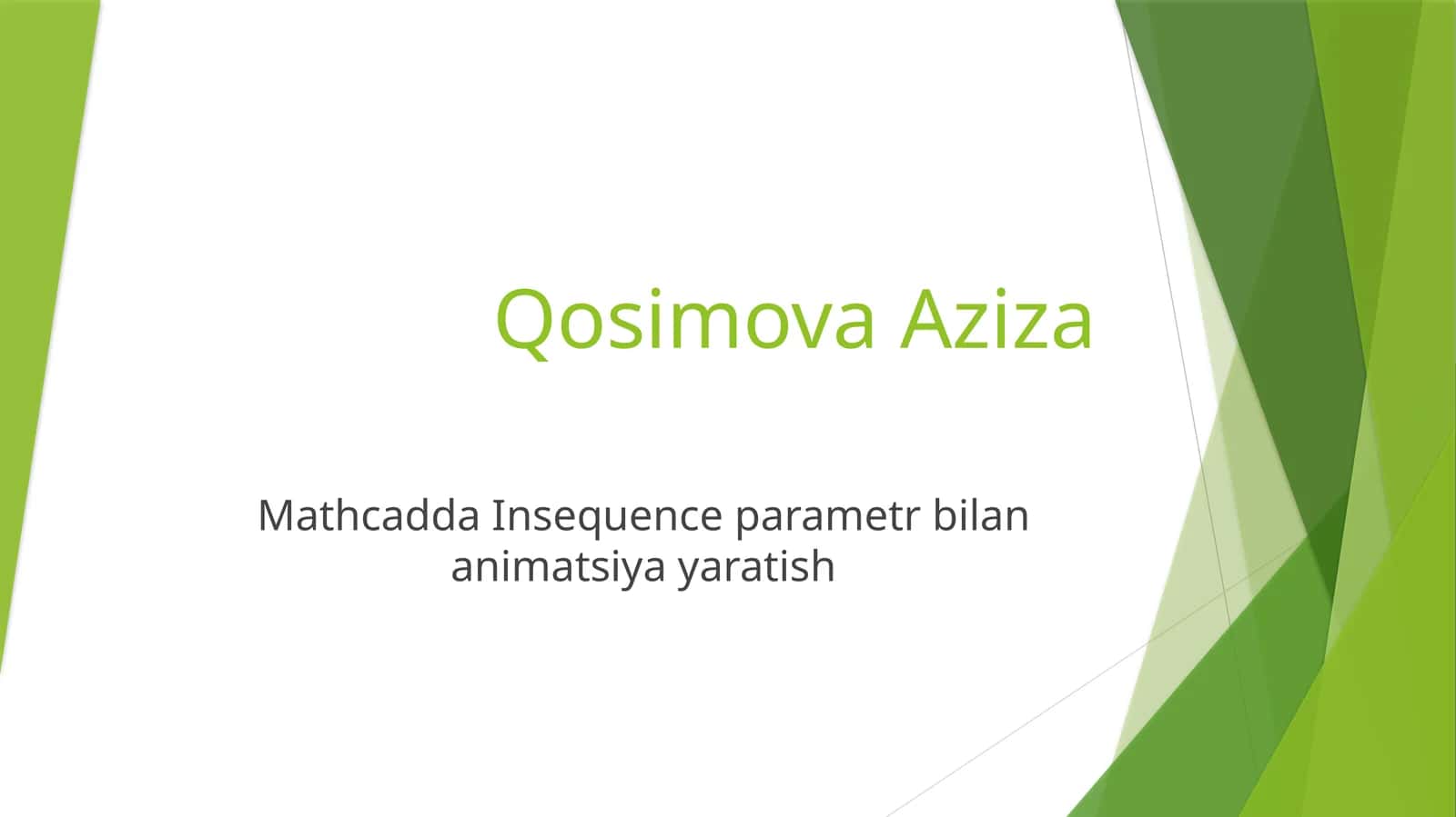 Mathcadda Insequence parametr bilan animatsiya yaratish 1