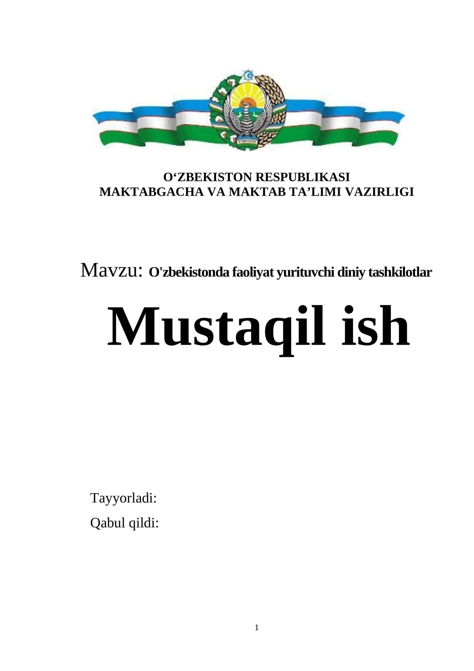 O'zbekistonda faoliyat yurituvchi diniy tashkilotlar 1