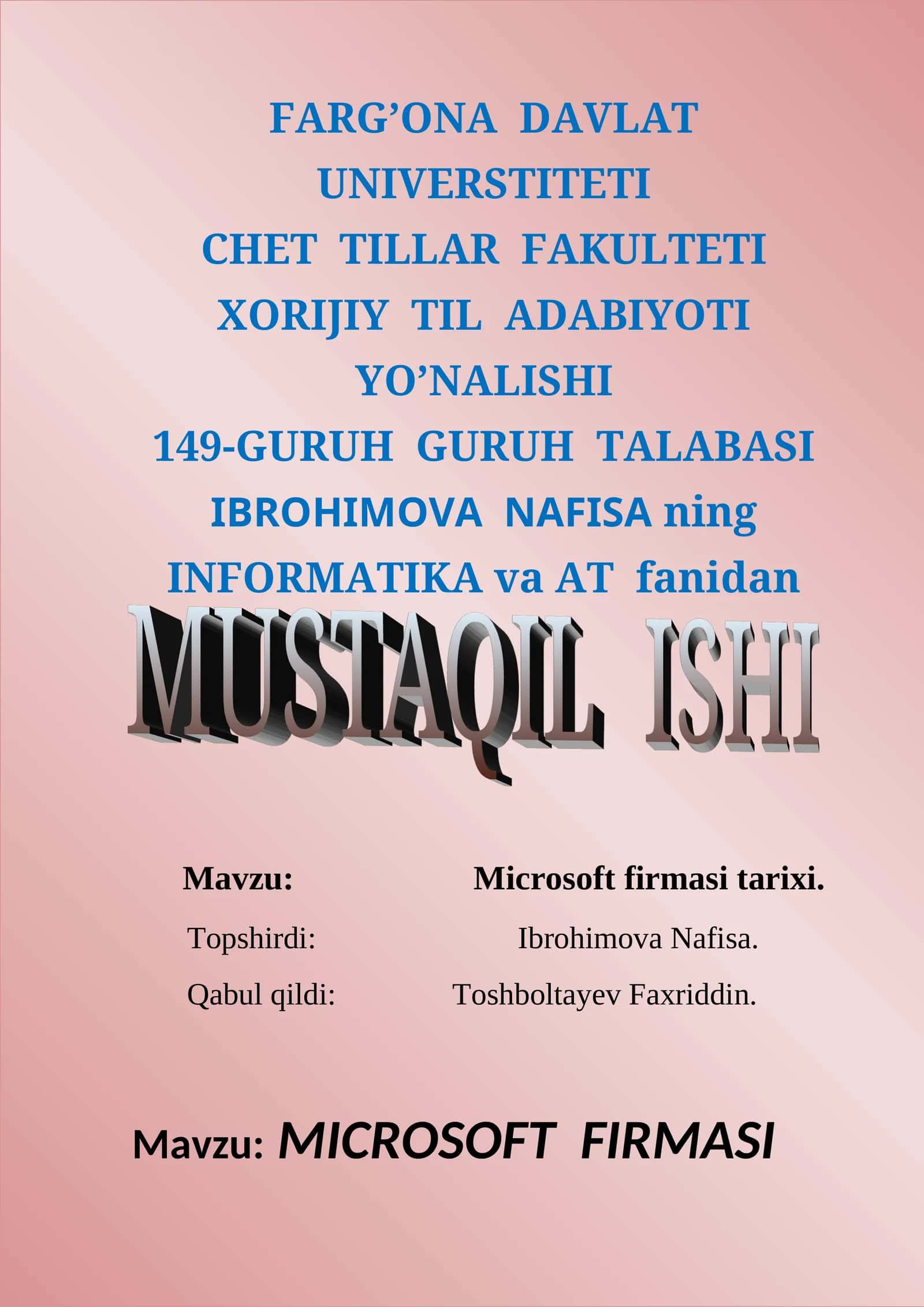 MICROSOFT FIRMASI TARIXI 1