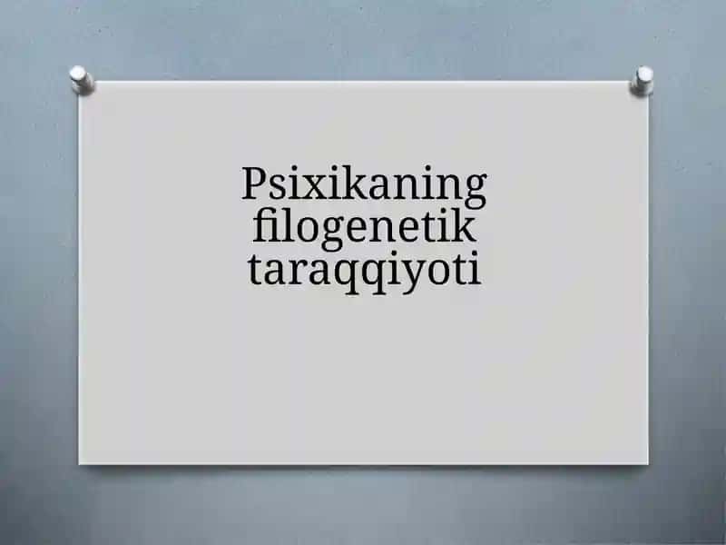 Prezentatsiya.Psixikaning filogenetik taraqqiyoti