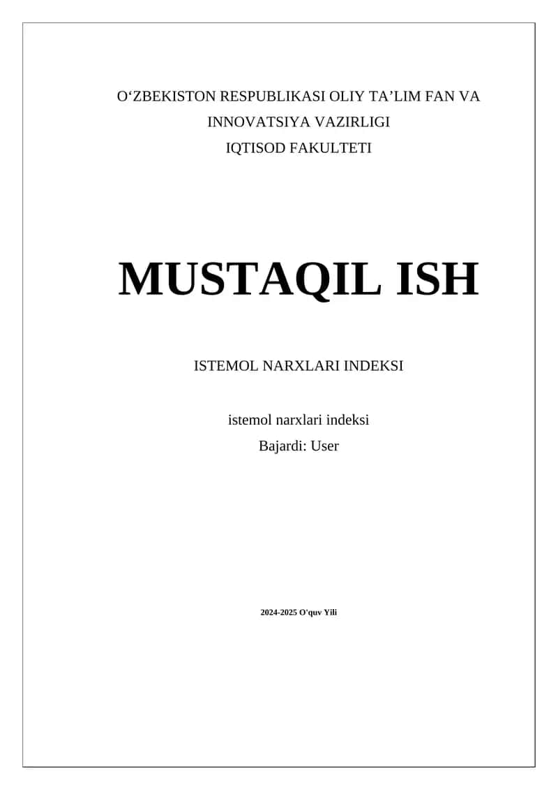 Istemol narxlari indeksi 1
