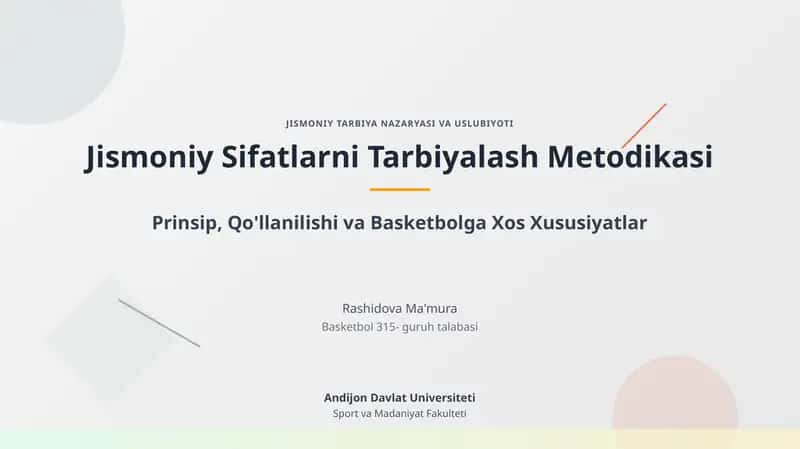 Jismoniy Sifatlarni Tarbiyalash Metodikasi 1