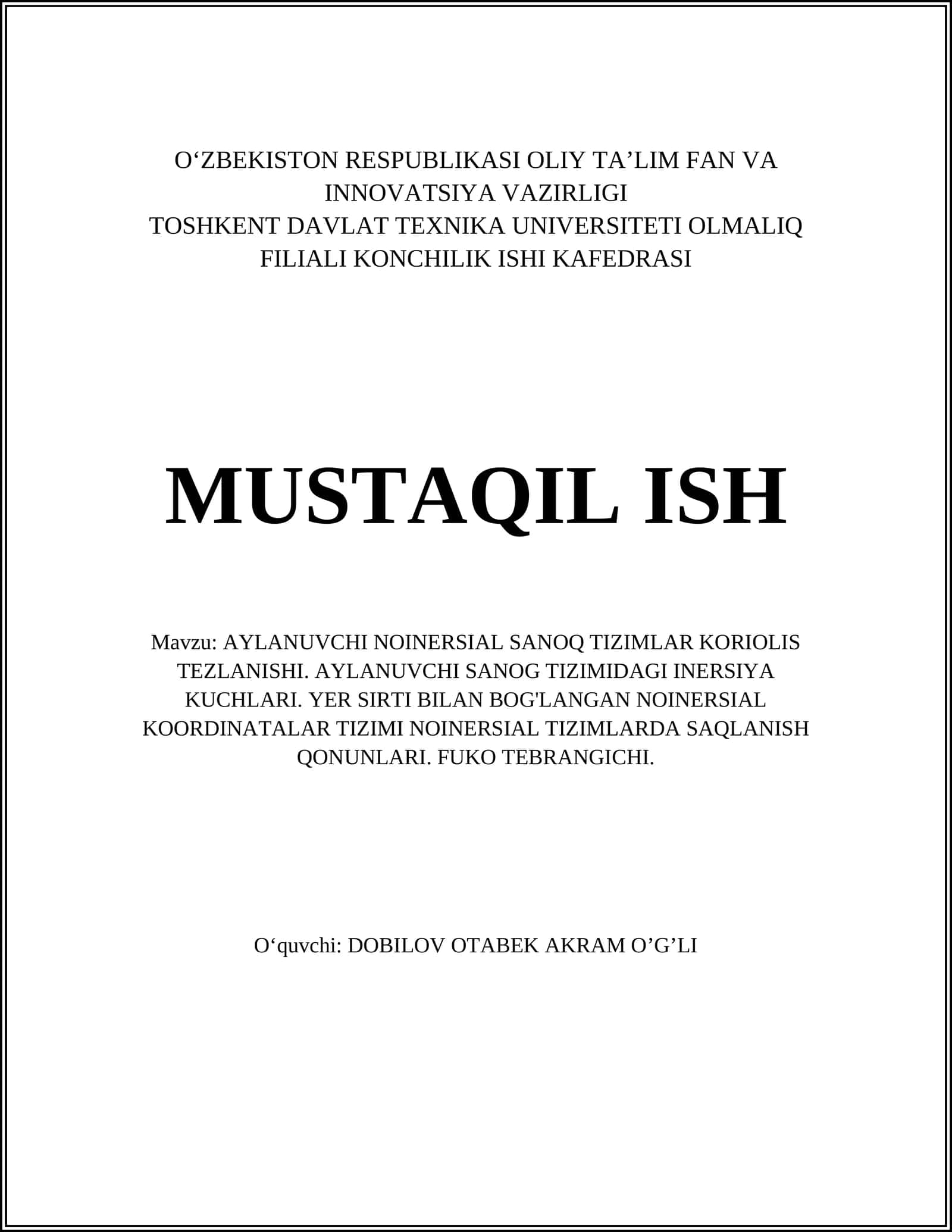 Aylanuvchi noinersial sanoq tizimlari 1